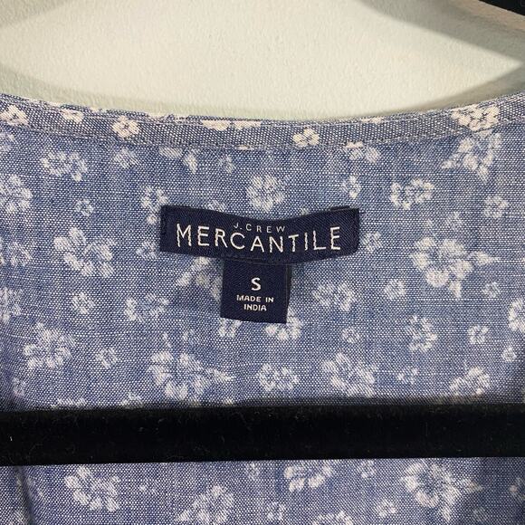 J Crew Women's Chambray Mini Floral Faux Wrap Dress Size S - Picture 3 of 7